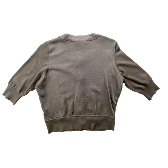 Bebe Chocolate Brown Gold Buttons Cardigan Sweater Top Size Large Stretch Y2K - Picture 2 of 5